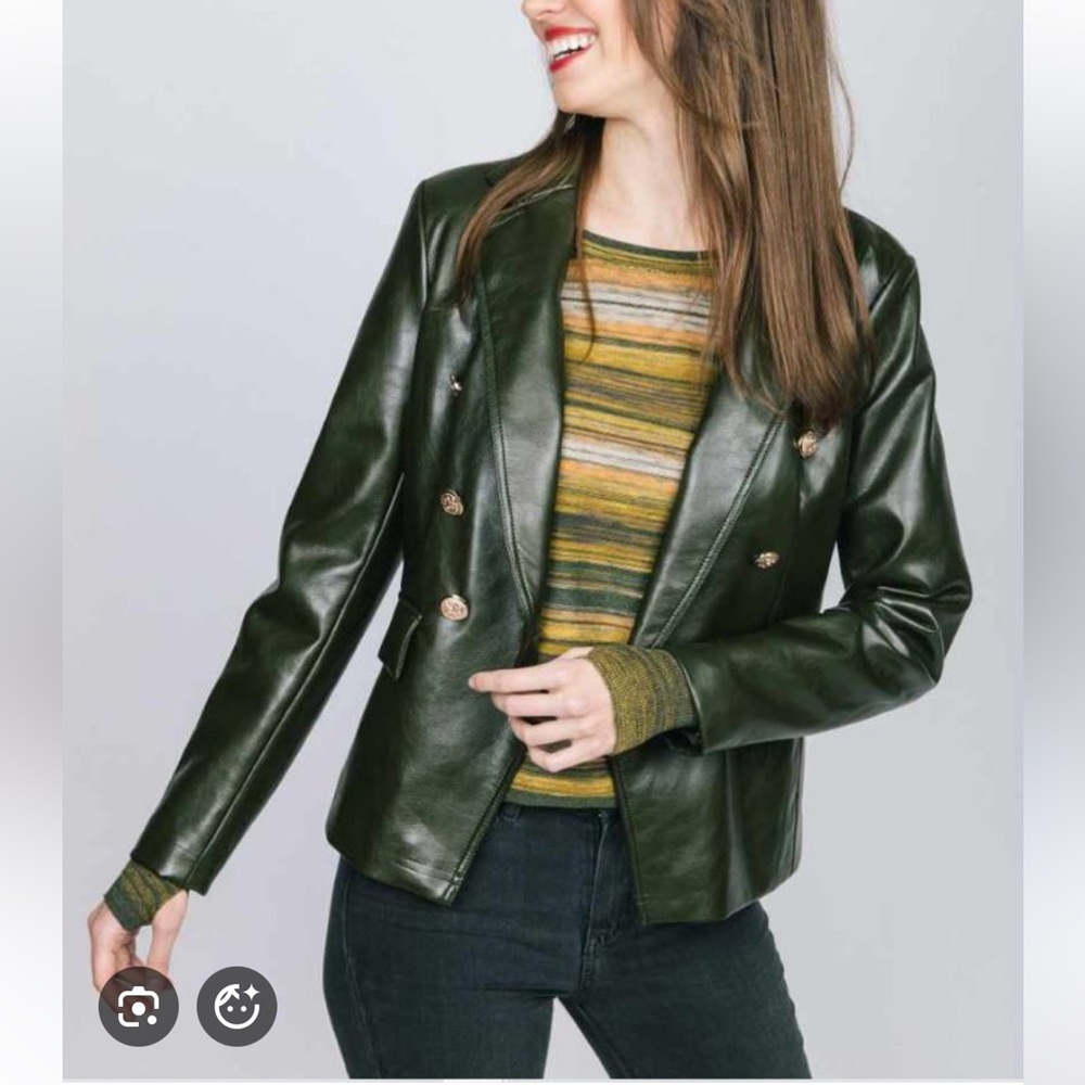 NWT J. Society Vegan Leather Blazer With Gold
Buttons Size S